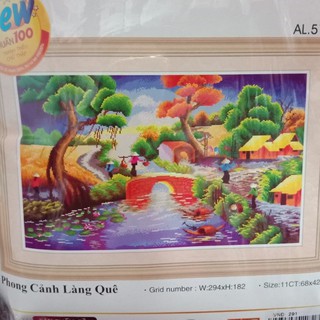 Tranh thêu Phong Cảnh Làng Quê ms 51405