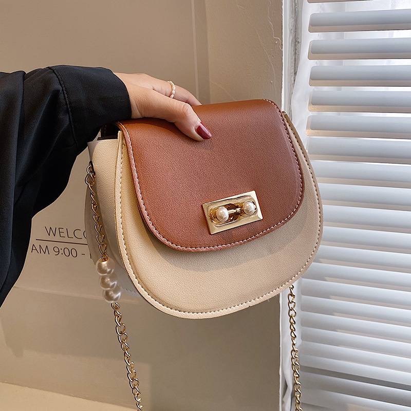 Túi Đeo Chéo Màu Sắc Tương Phản Phong Cách Hàn Quốc Cho Nữ