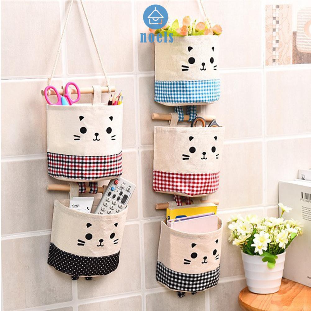 Túi vải cotton linen treo tường đựng đồ tiết kiệm không gian