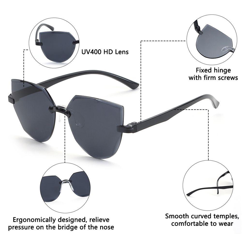 Kính Mát Mắt Mèo Không Viền Trong Suốt Thời Trang