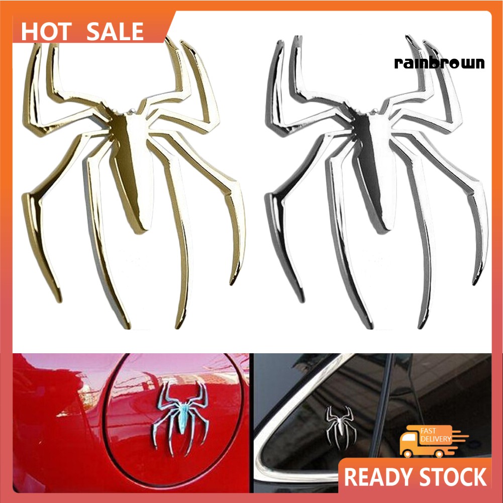 Miếng Dán Trang Trí Xe Hơi Hình Con Nhện 3d Bằng Kim Loại