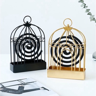 Khay đựng nhang muỗi hình lồng chim/ chất liệu kim loại
