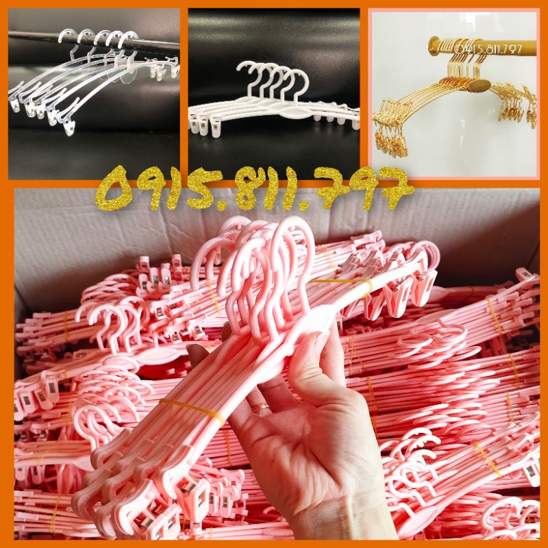 Moc treo quan ao - móc nhựa kẹp đồ lót màu hồng phấn nhẹ nhàng,dễ thương,kích thước 28cm