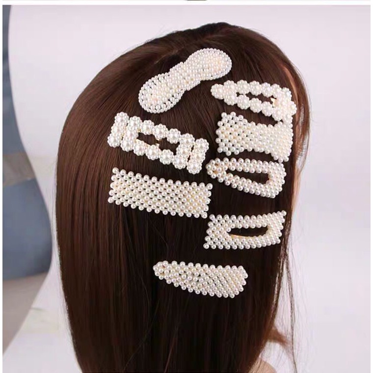 Cặp tóc bẻ tách ngọc trai nhiều hình phong cách Hàn Quốc kẹp mái xinh xắn hot tiktok