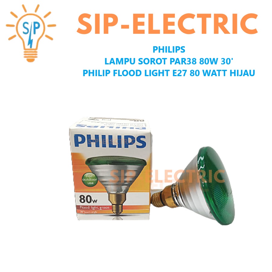 Đèn Chiếu Philips PAR38 80W 30° / Đèn Pha E27 80 WATT Xanh