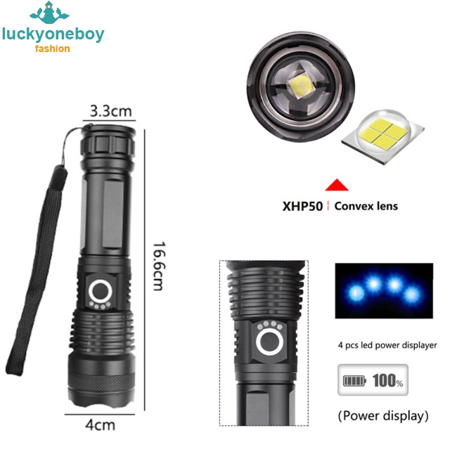 Đèn pin LED có thể kéo dài và có chức năng phóng to XHP50