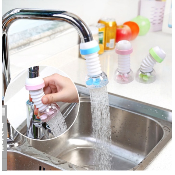 ]Đầu vòi xịt nước tăng áp cho vòi bồn rửa chén - Loại có nẹp inox - Xoay Tròn Được