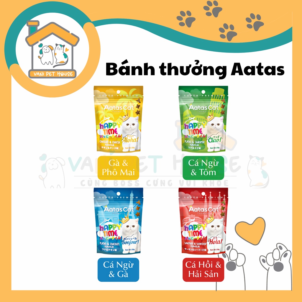 Bánh thưởng cho mèo Aatas Cat Happy Time ( Gói 60g )