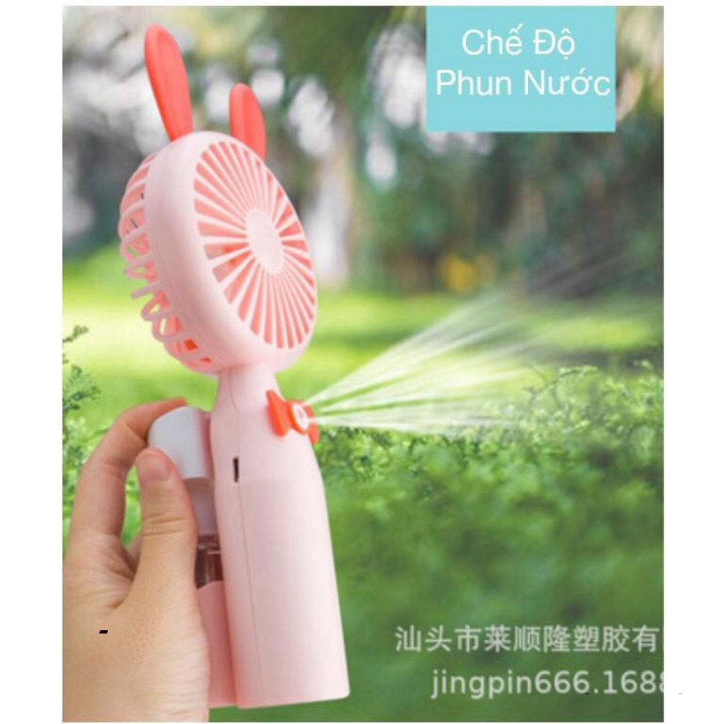 Quạt Mini Cầm Tay Tích Điện Phun Hơi Nước Sạc USB