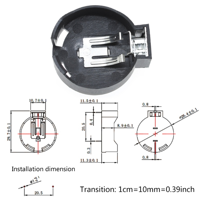 Hộp đựng pin WIN CR2477 màu đen