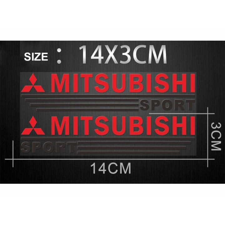 Combo 2 tem chữ logo MITSUBISHI dán gương chiếu hậu trang trí Ô tô, Xe hơi