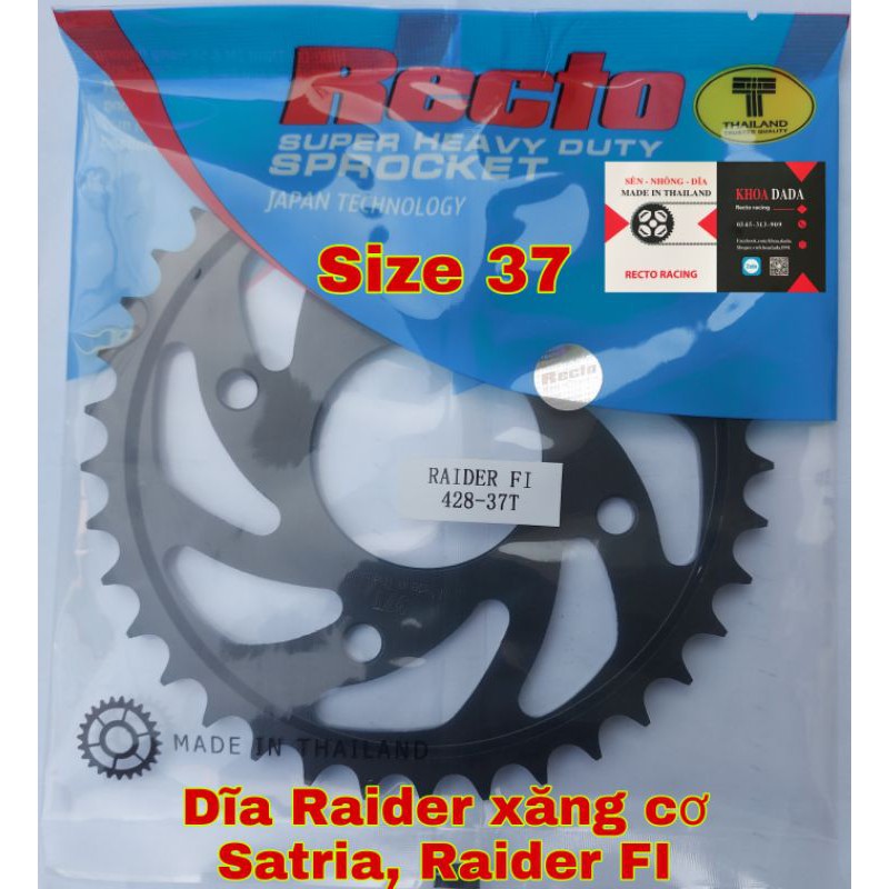 dĩa Raider xăng cơ, Raider FI, Satria Recto, size 37.