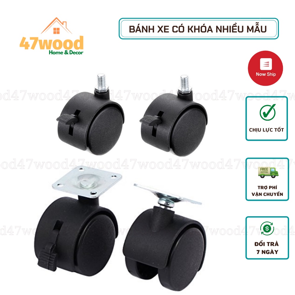 PHỤ KIỆN NỘI THẤT 47WOOD - BÁNH XE GẮN KỆ, BÁNH XE GẮN TỦ, BÁNH XE GẮN KỆ NHIỀU MẪU