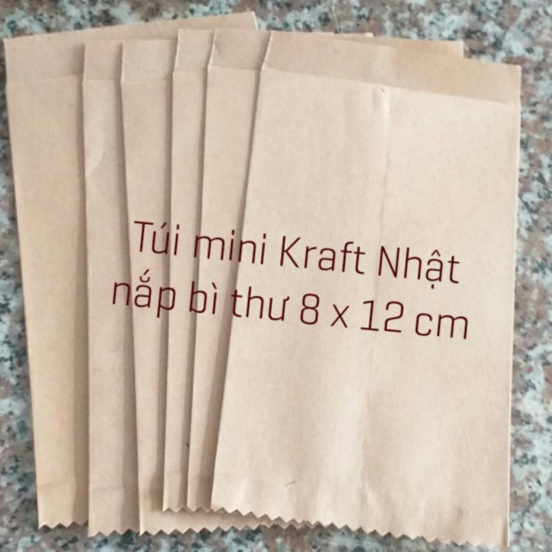 100 Túi giấy kraft có nắp đậy. (kt: 8x12cm)