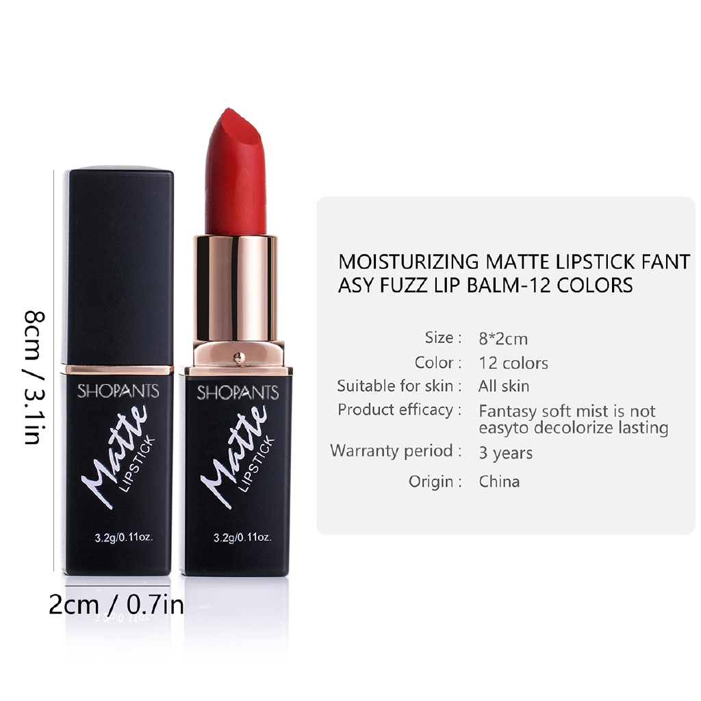 (Hàng Mới Về) Son Lì Shopants Dưỡng Ẩm Chống Nước Lâu Phai 12 Màu Sắc Lựa Chọn | BigBuy360 - bigbuy360.vn