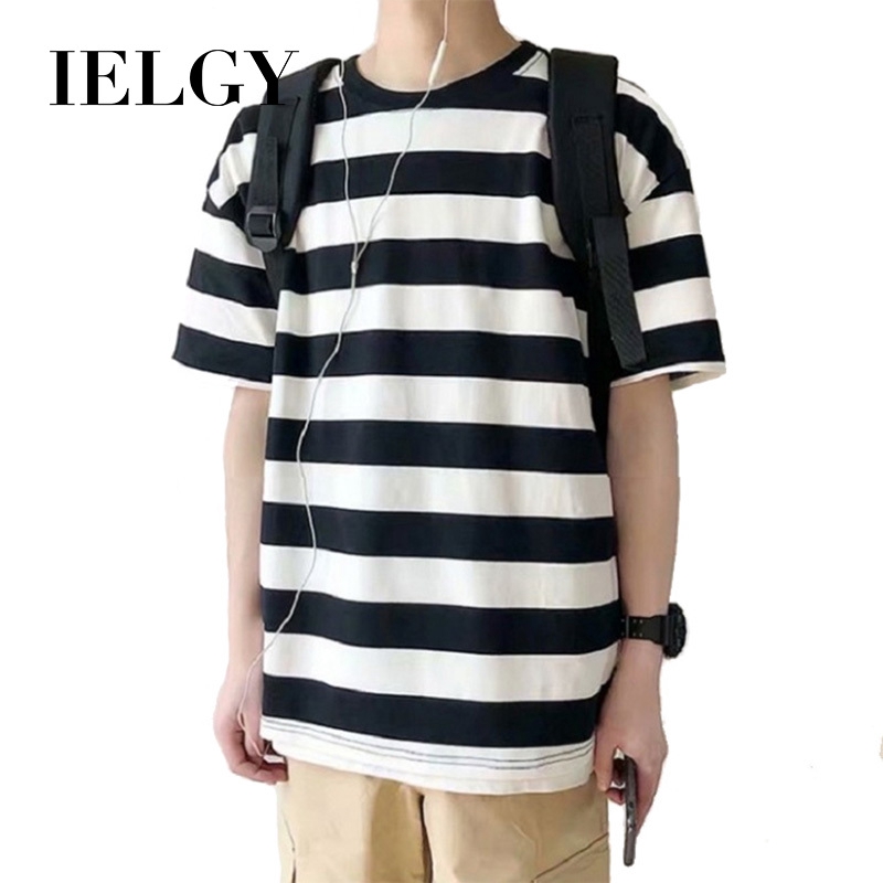 Áo thun nam ngắn tay kẻ sọc IELGY
