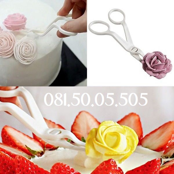 BÁN SỈ - Kéo gắp hoa nhựa - Kẹp gắp hoa trang trí bánh kem - Kép gắp hoa trang trí bánh kem