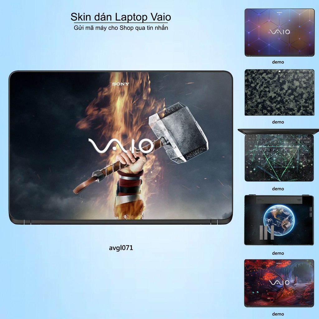 Skin dán Laptop Sony Vaio in hình Mjolnir - Avenger - avgl071 (inbox mã máy cho Shop)