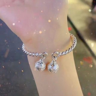 Lắc tay nữ bạc đính kèm chuông phong cách dễ thương, vòng tay nữ bạc