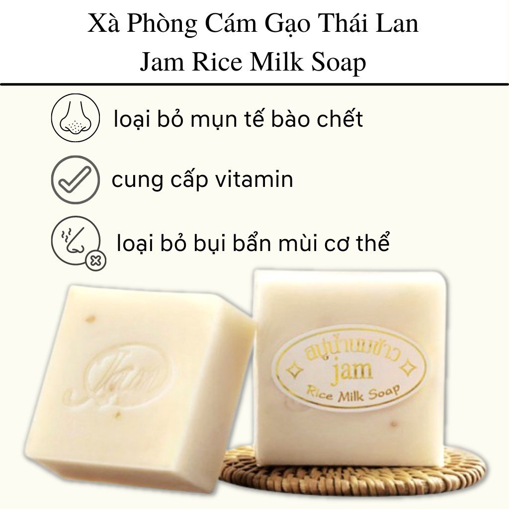 1 Viên Xà Phòng Cám Gạo Thái Lan Jam Rice Milk Soap
