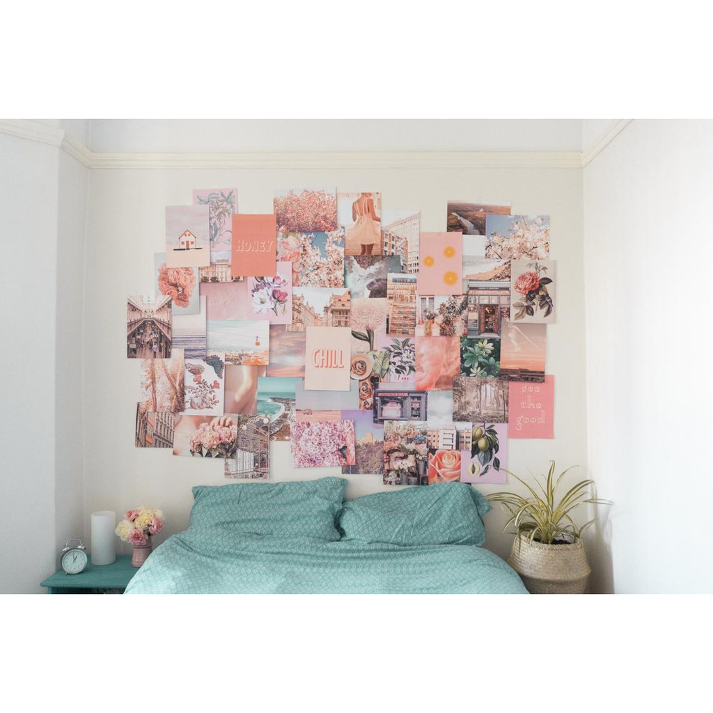 [FREESHIP EXTRA] 12 tấm Wall Collage - theme Hồng đào ngọt lịm