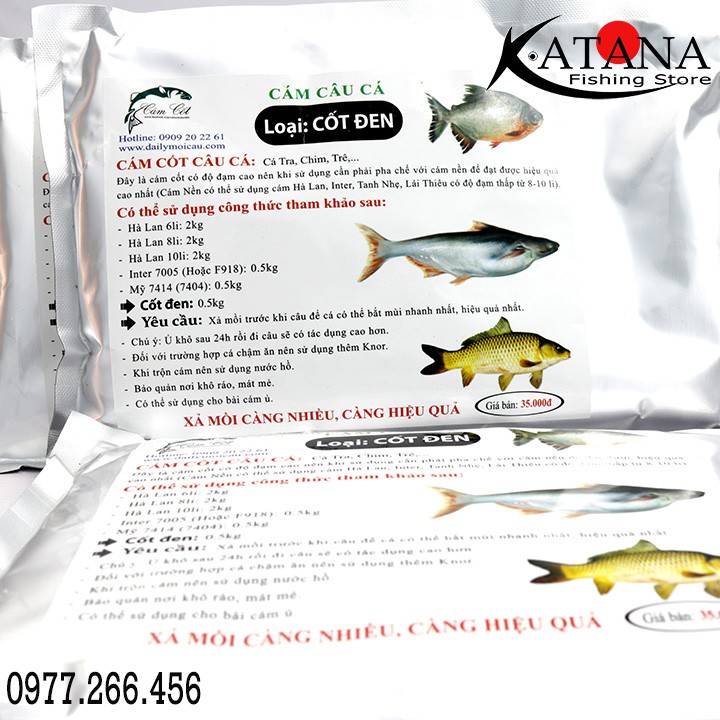 Cám Câu Cá - Cốt Vàng, Cốt Đen, Cốt K52 Bịch 500gr