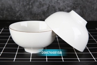 Bát cơm men trắng vẽ chỉ vàng kim