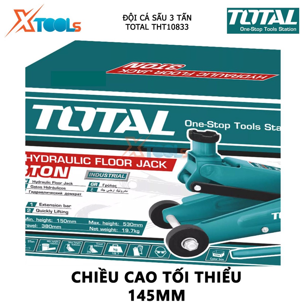 Con đội cá sấu 3 tấn TOTAL THT10833 kích cá sấu khả năng đội 3 tấn kích nâng các vật nặng trọng lượng lớn, cồng kềnh, câ