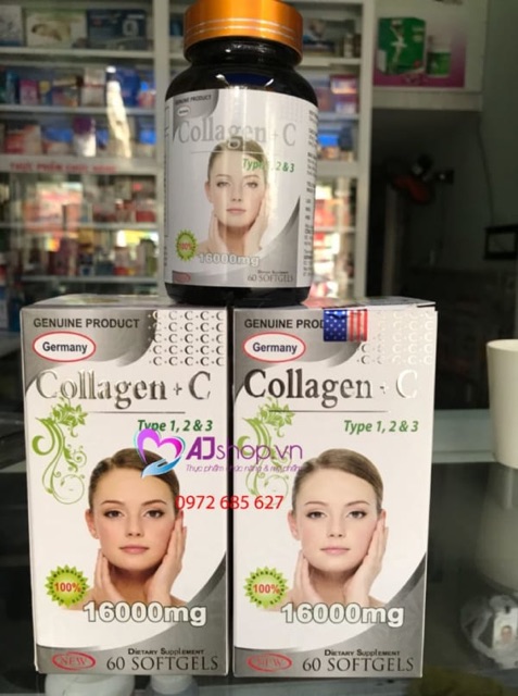 Viên Uống Collagen + C Type 1,2 & 3 hàng Mỹ chính hãng 100% 60v/hộp