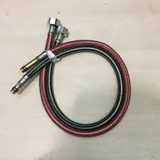 Bộ đôi dây cấp dẫn nước nóng lạnh đầu nối đồng nhỏ dùng cho vòi rửa bát, vòi rữa mặt dài 60 cm
