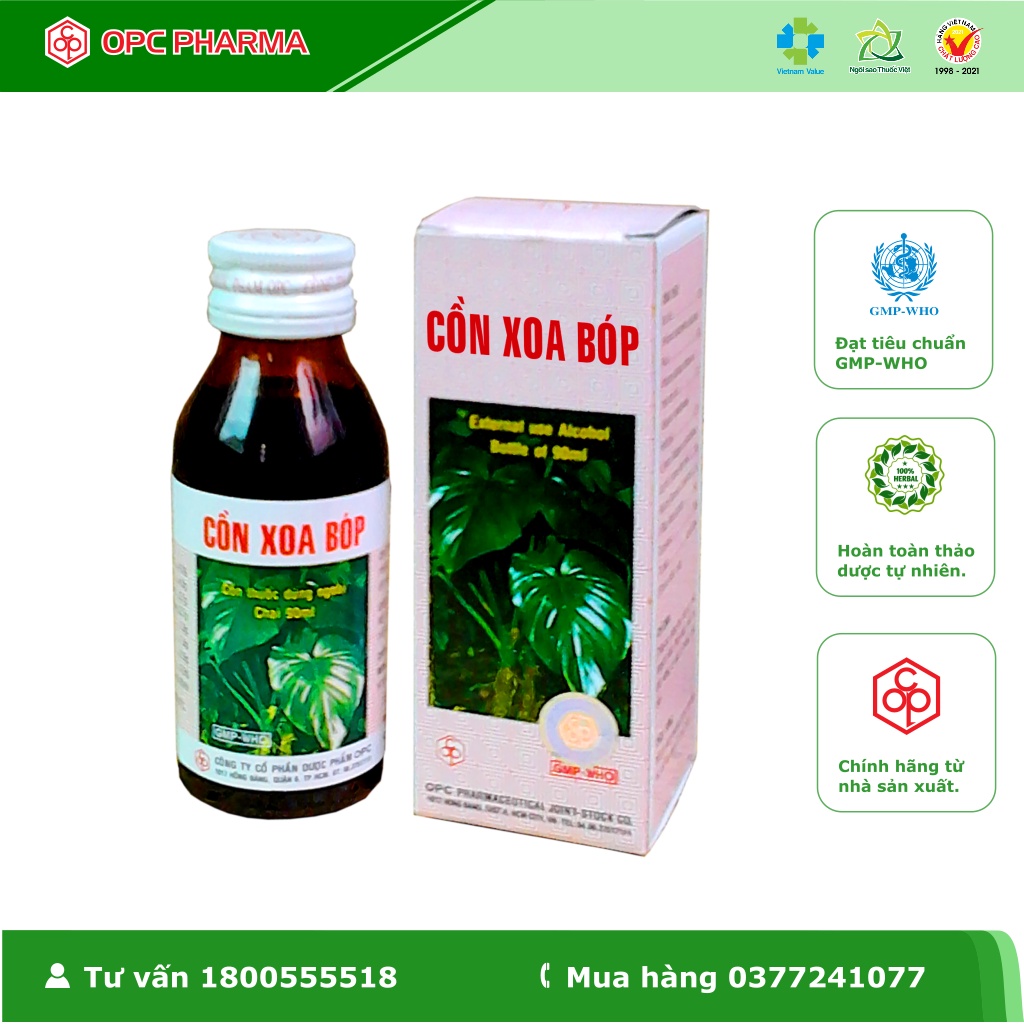 CỒN XOA BÓP OPC ( Chai xịt 50 ml & 60 ml ) - Dùng khi nhức mỏi, bị thương, bị ngã, bong gân - Hàng chính hãng OPC