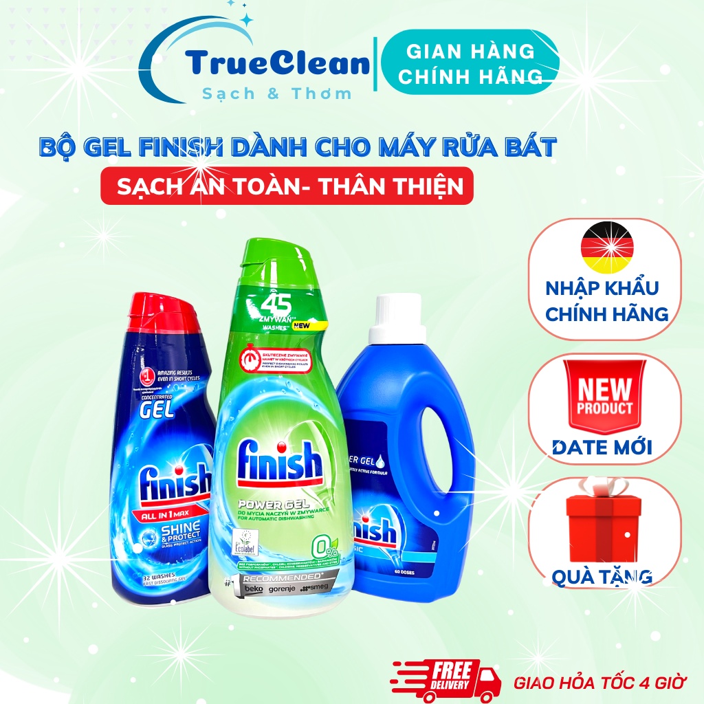 Gel rửa chén bát Finish các loại, dùng cho máy rửa bát nhập khẩu Đức