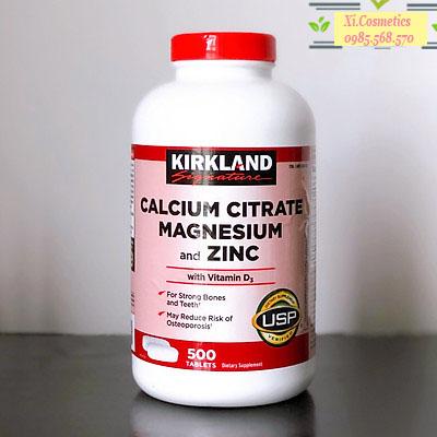 Viên uống Kirkland Calcium Citrate Magnesium and Zinc 500v Mỹ