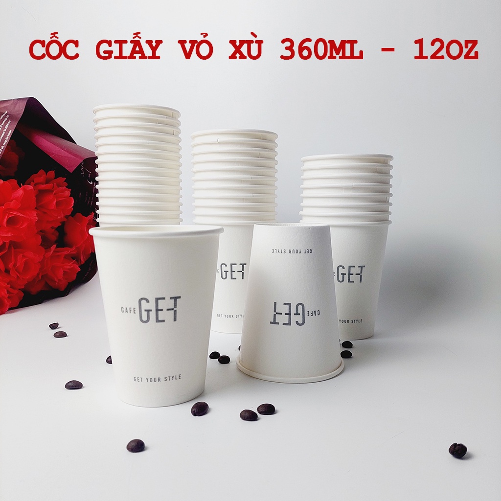 50 cốc giấy 360ml - 12oz GET TRẮNG NHẬP KHẨU HÀN QUỐC