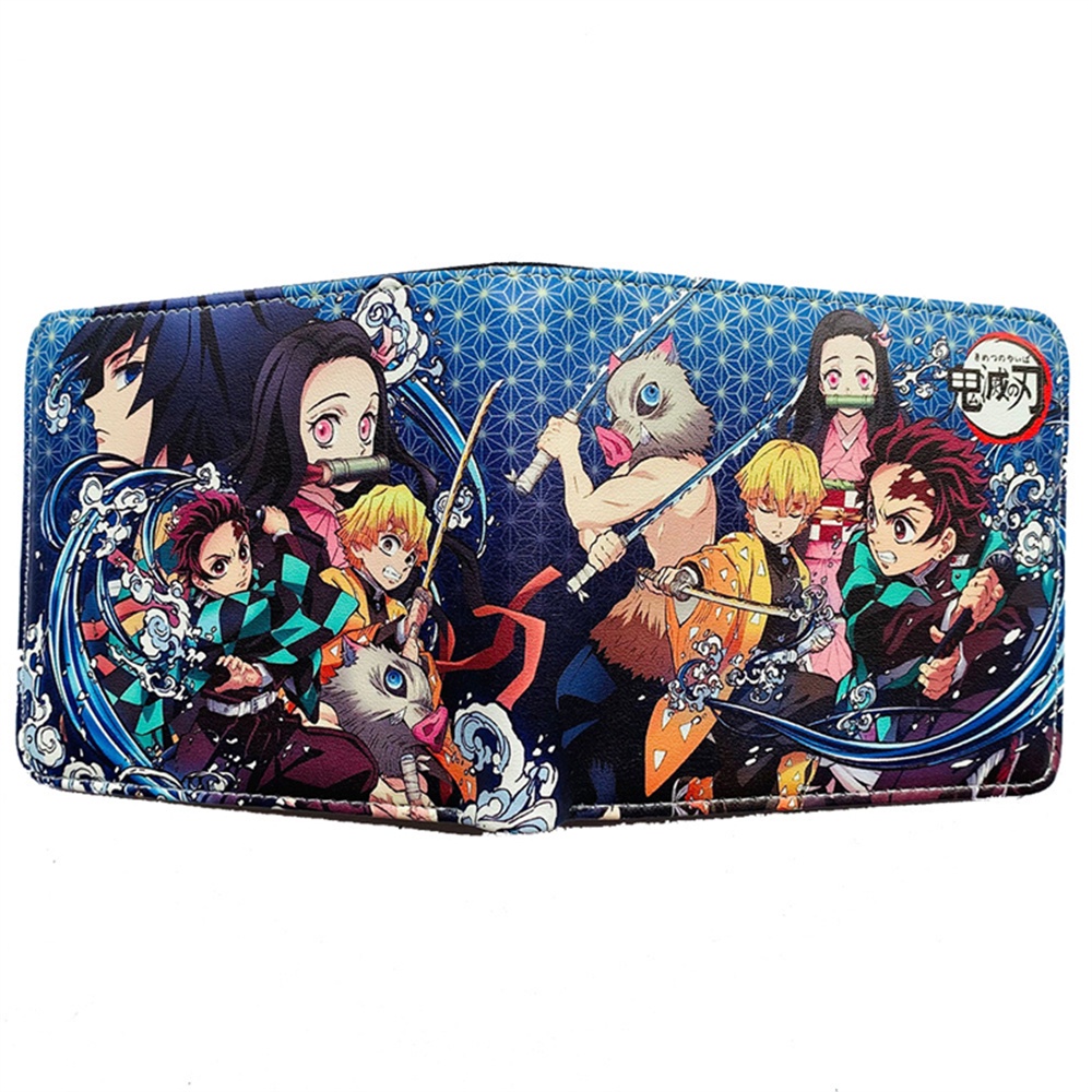 Ví Da Ngắn Mini In Họa Tiết Demon Slayer Kimetsu No Yaiba Tanjiro Kamado Có Ngăn Đựng Thẻ Làm Quà Tặng