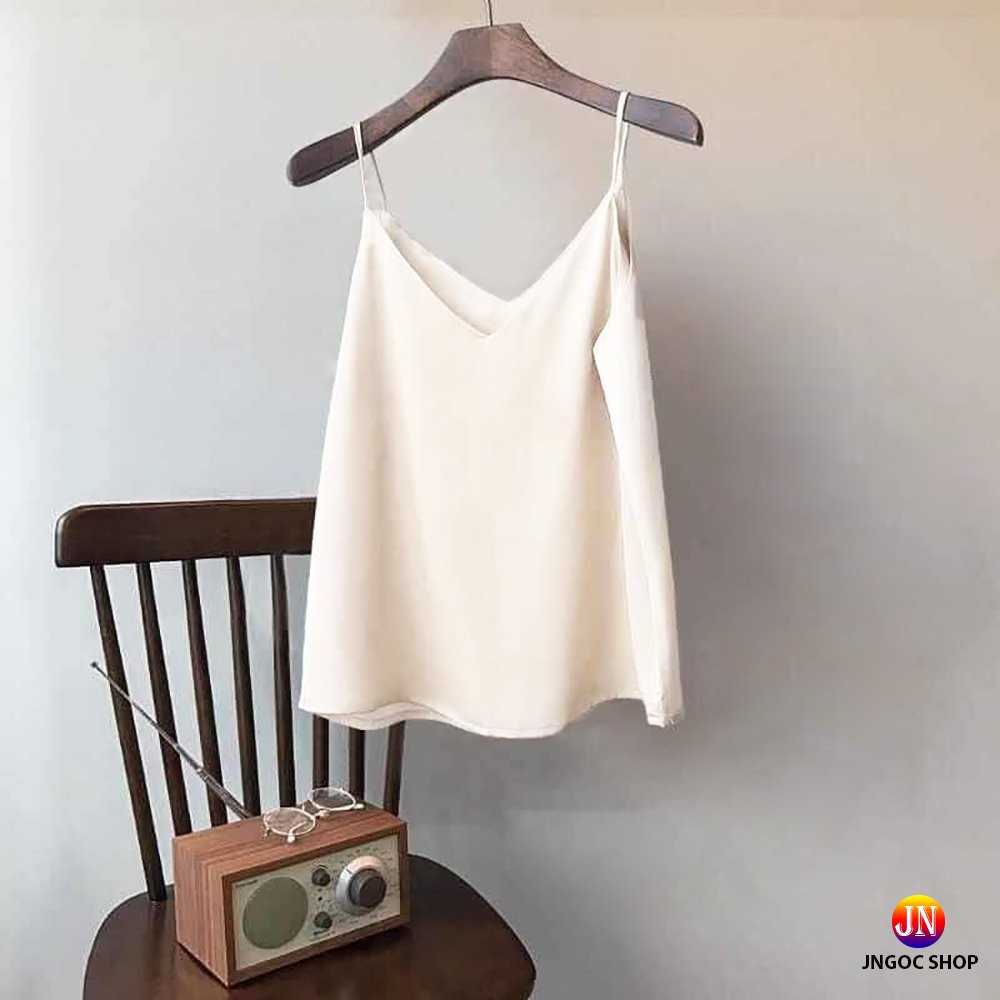 Áo 2 dây nữ lụa Vintage siêu mát, Áo hai dây lụa ngọc trai trẻ trung