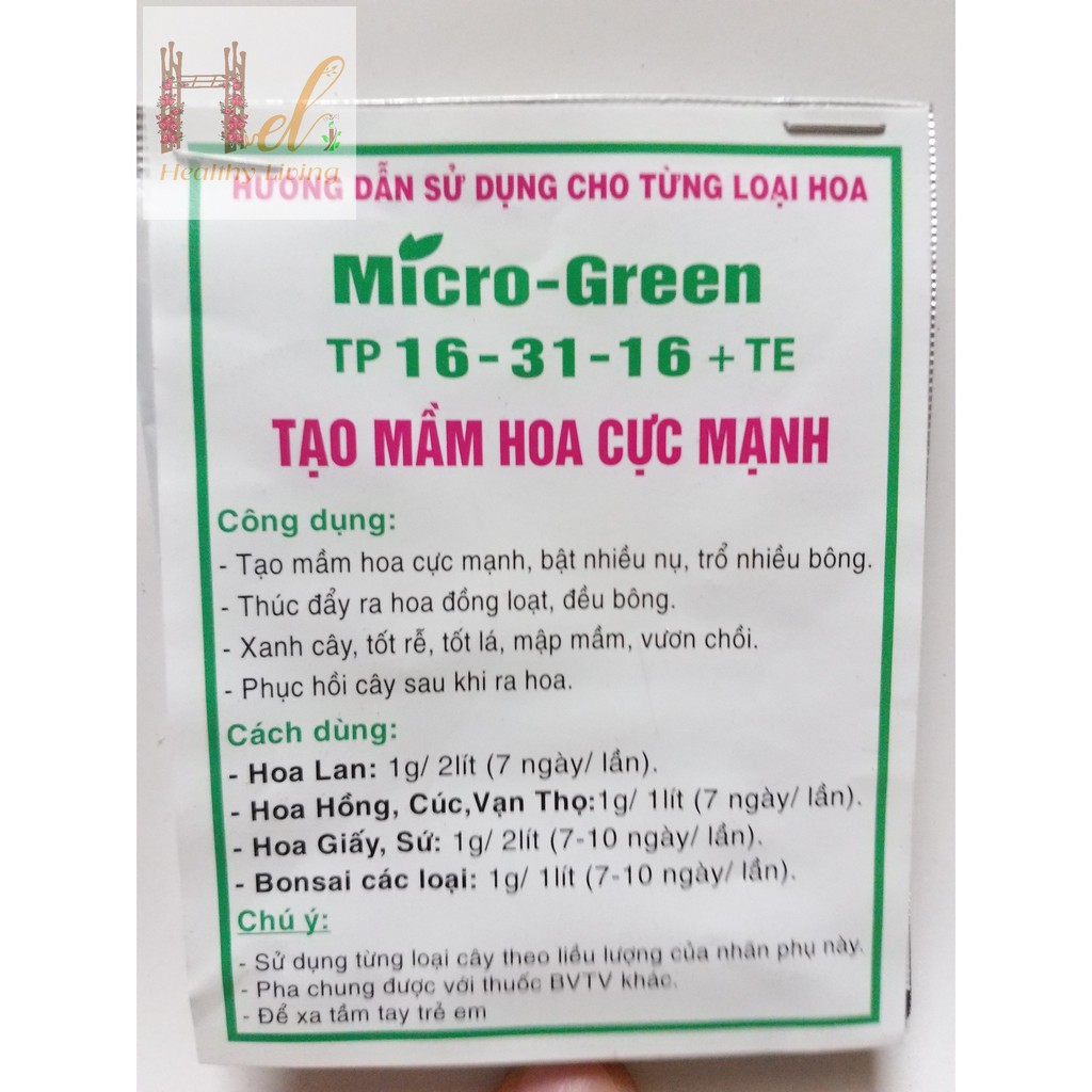 Chế phẩm kích thích ra hoa tạo mầm hoa cực mạnh Micro Green 16-31-18