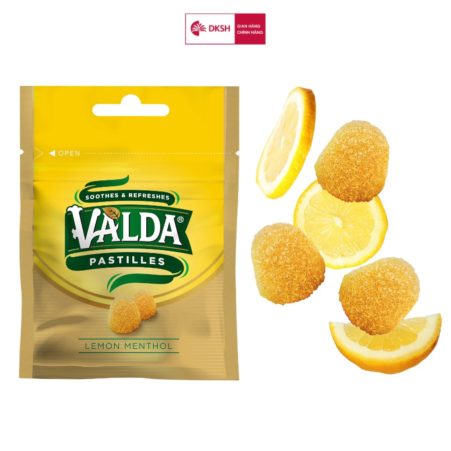 Combo 3 gói kẹo dẻo Valda Pastilles: Orginal Menthol 50g + 20g, Lemon Menthol