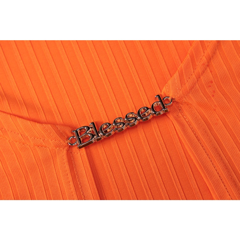 DUNEA Áo thun tay dài dáng ngắn phối khóa kim loại thời trang mới cho nữ