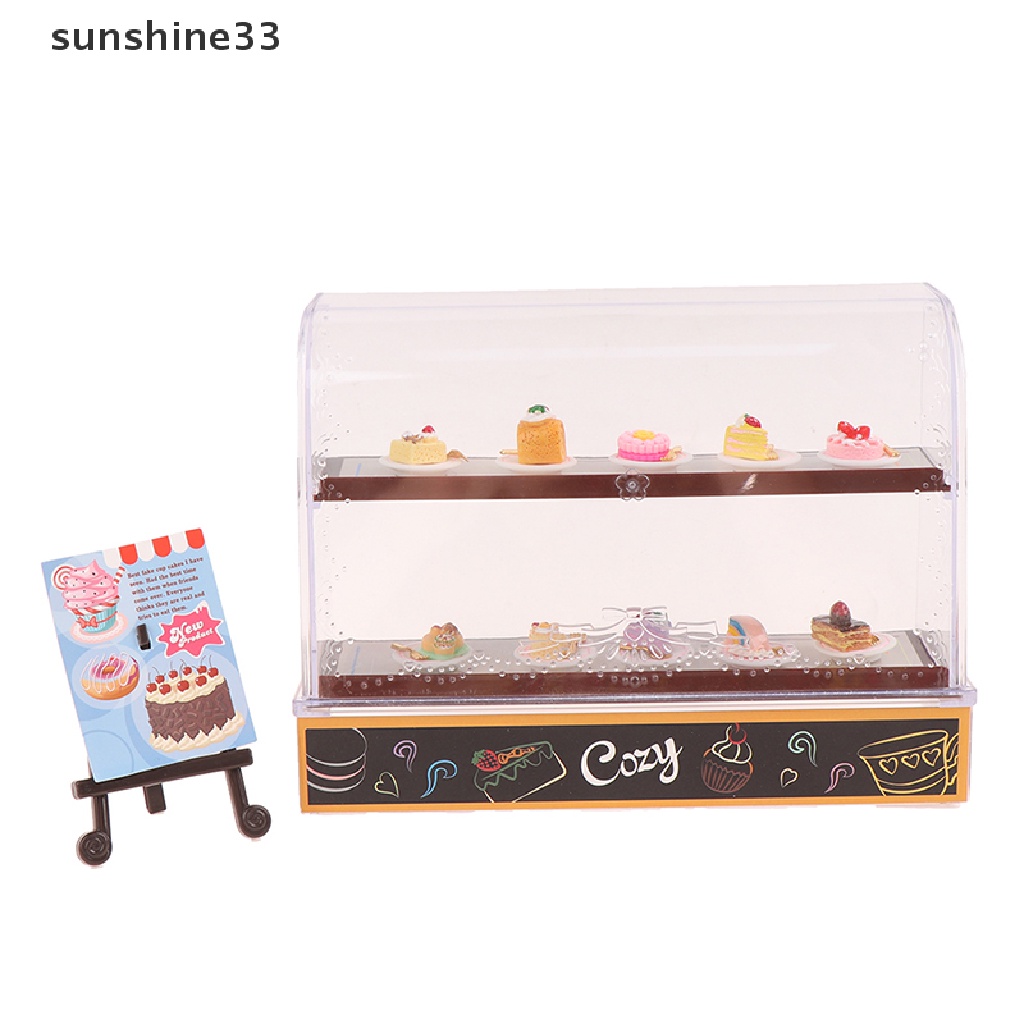 SU Mini Cake Counter Advertising Frame Showcase Cabinet Dollhouse Fruniture n