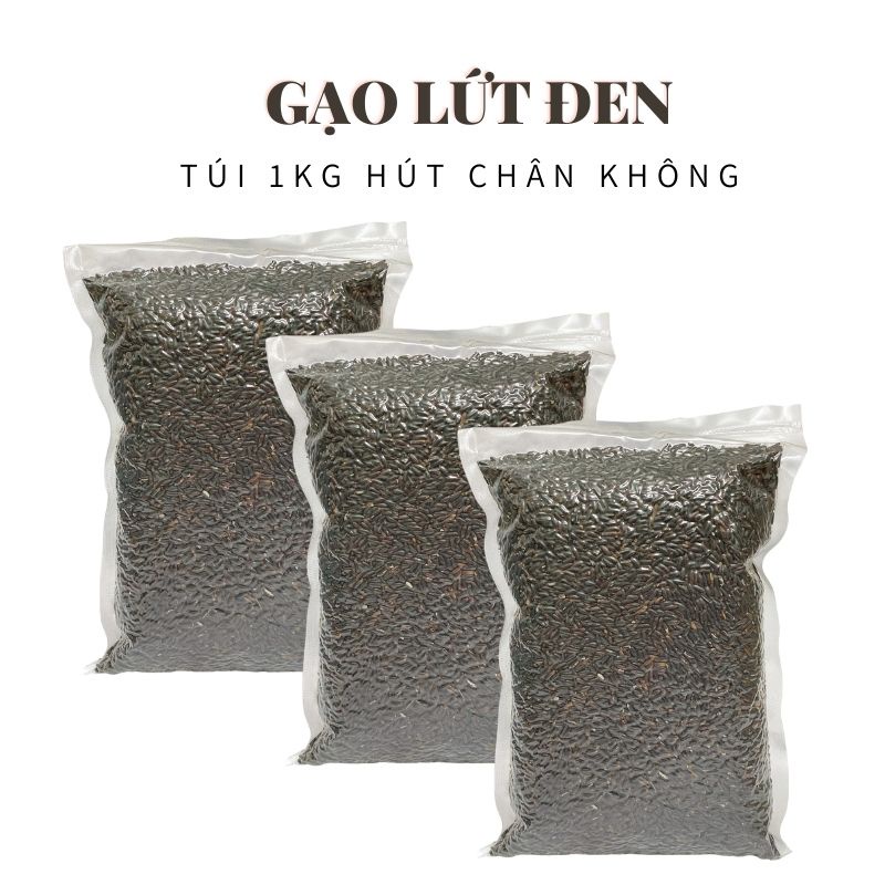 Gạo lứt đen dẻo Điện Biên giảm cân túi 1KG hút chân không