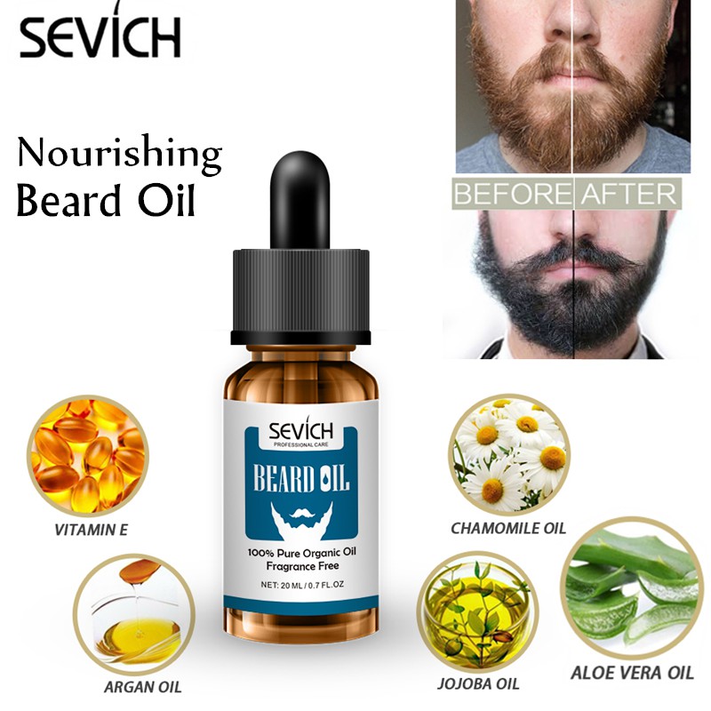 Tinh dầu dưỡng râu SEVICH 100% thành phần hữu cơ tự nhiên dưỡng ẩm kích mọc râu tiện dụng cho nam 20ml