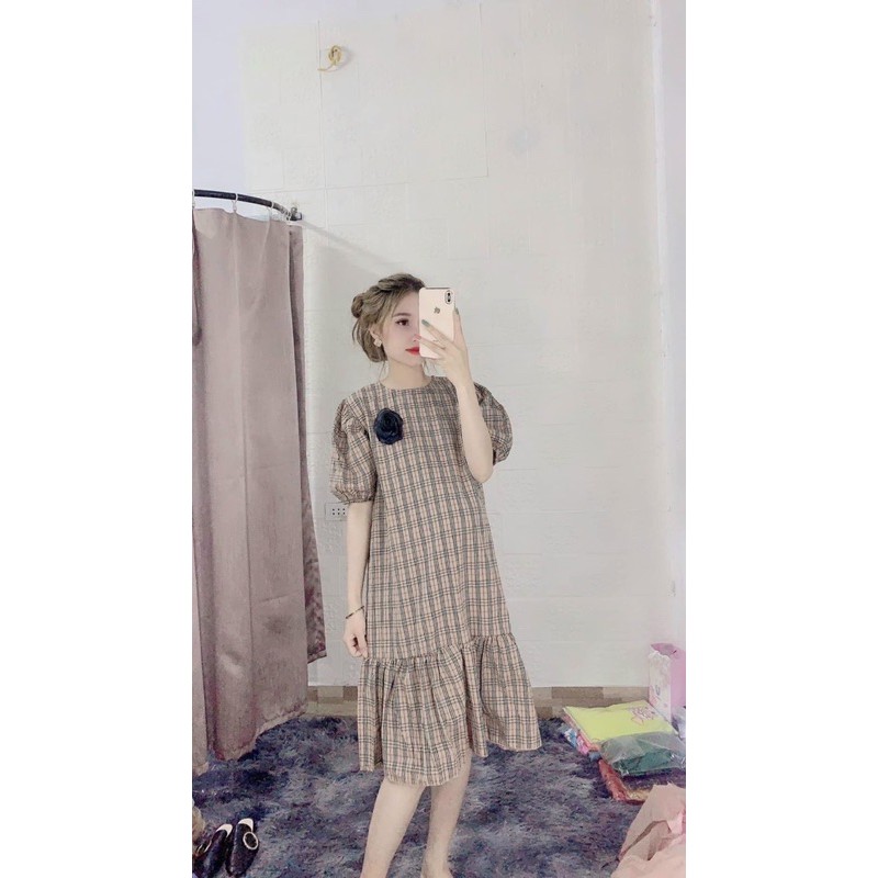 Váy bầu kẻ thô lụa