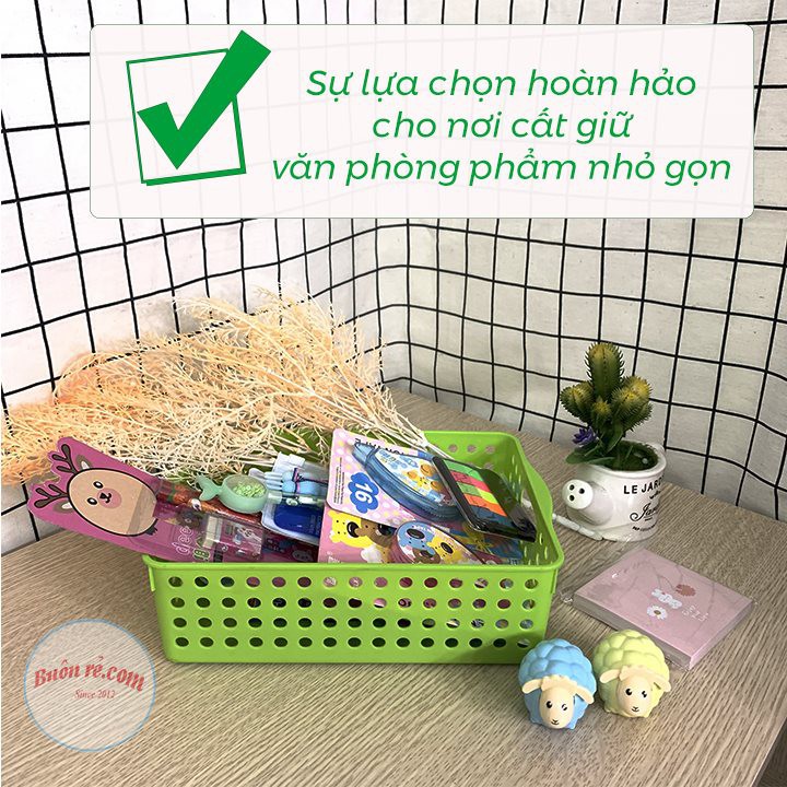 Khay nhựa chữ nhật, rổ nhựa B5, A4 Việt Nhật đa năng đựng tài liệu, đồ dùng văn phòng, học tập nhỏ gọn tiện lợi br01340