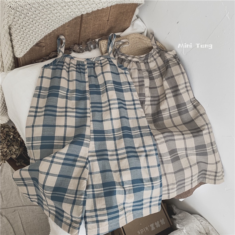 Bộ Áo Liền Quần Cotton Họa Tiết Kẻ Sọc Thời Trang Mùa Hè Xinh Xắn Cho Bé Gái