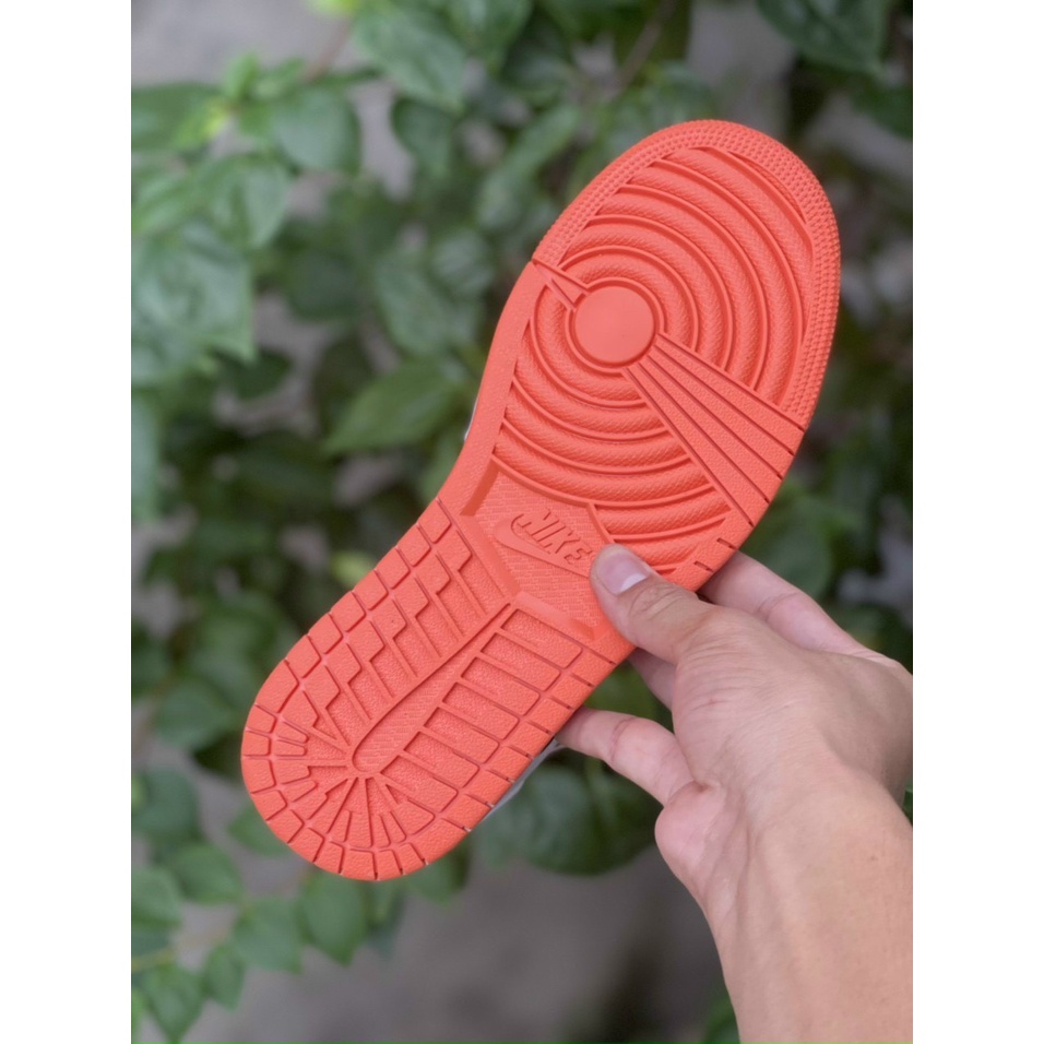 Giày thể thao sneaker jordan 1 trắng đen mix cổ cam cao cổ hàng cao cấp