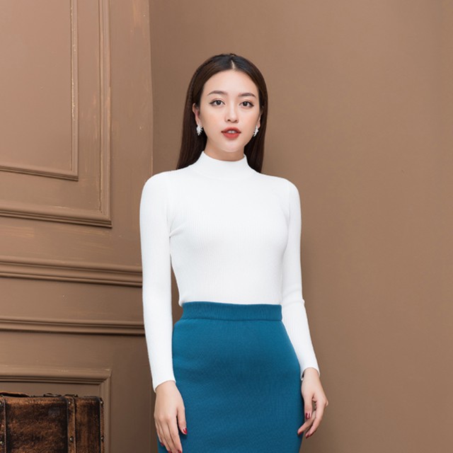 Áo len tăm dài tay cổ ba phân Chiffon | BigBuy360 - bigbuy360.vn