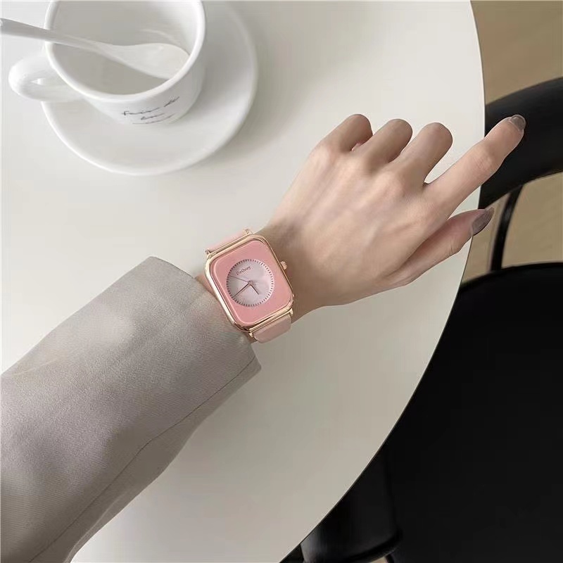 Đồng Hồ Đeo Tay Kỹ Thuật Số Mặt Vuông Phong Cách Hàn Quốc 6 Màu Sắc Cho Nữ