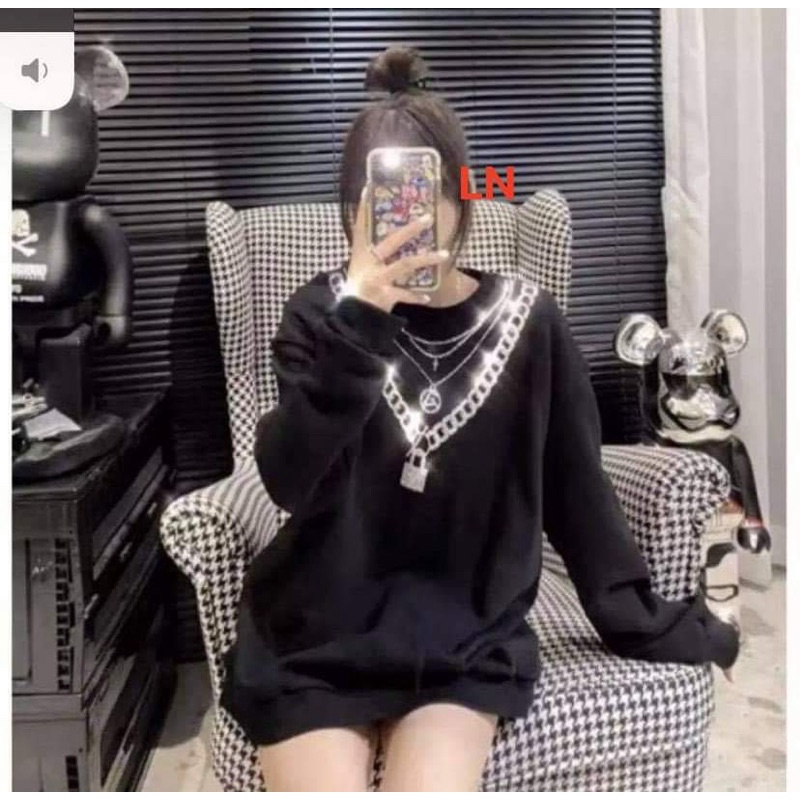 [ Mã 12FASHIONSALE1 giảm 10K đơn 50K ] Áo nỉ bo xích ánh gương LN12 | BigBuy360 - bigbuy360.vn