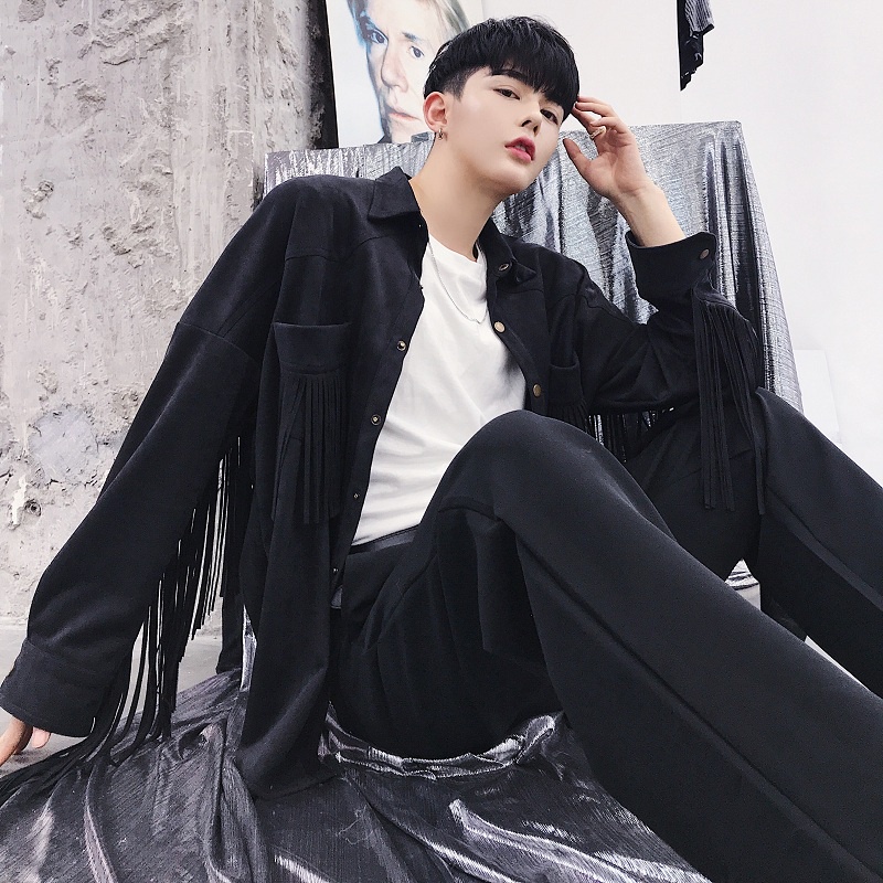 Áo Sơ Mi Tay Dài Phối Tua Rua Thời Trang Mùa Thu Phong Cách Ngoại Quốc Cho Nam DJ